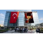 Punto Dizayn Mavi Gözlü Kalpaklı Gazi Mustafa Kemal Atatürk Ay Yıldız Poster Bayrak ve Türk Bayrağı Premium Raşel Kumaş 2'li Set 10X15 Metre ATA37