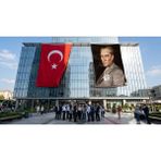 Punto Dizayn Mavi Gözlü Ulu Önder Mustafa Kemal Atatürk Bayrak ve Türk Bayrağı Premium Raşel Kumaş 2'li Set 10X15 Metre ATA56