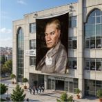 Punto Dizayn Mavi Gözlü Ulu Önder Mustafa Kemal Atatürk Poster Bayrak Raşel Kumaş 6x9 Metre ATA56