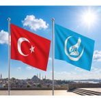 Punto Dizayn Mavi Hilal Kurt Bayrağı ve Alpaka Kumaş Türk Bayrağı 2'li Set 70X105CM