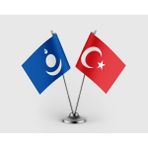 Punto Dizayn Moğol Imparatorluğu ve Türkiye Cumhuriyeti Bayrağı Ikili Saten Masa Bayrağı Takımı