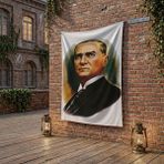 Punto Dizayn Mustafa K. Atatürk Portresi Poster Bayrak Raşel Kumaş 100X150 cm ATA12