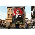 Punto Dizayn Mustafa Kemal Atatürk Altın İmzalı Poster Bayrak Premium Raşel Kumaş ATA14