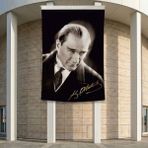 Punto Dizayn Mustafa Kemal Atatürk Altın Imzalı Poster Poster Bayrak Premium Raşel Kumaş ATA42 2X3M