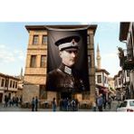Punto Dizayn Mustafa Kemal Atatürk Askeri Üniformalı Poster Bayrak Premium Raşel Kumaş ATA41
