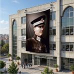 Punto Dizayn Mustafa Kemal Atatürk Askeri Üniformalı Poster Bayrak Raşel Kumaş 6x9 Metre ATA41