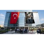 Punto Dizayn Mustafa Kemal Atatürk Portre Poster Bayrak ve Türk Bayrağı Premium Raşel Kumaş 2'li Set 10X15 Metre ATA38
