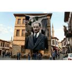 Punto Dizayn Mustafa Kemal Atatürk Portre Poster Poster Bayrak Premium Raşel Kumaş ATA38
