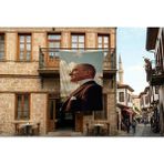 Punto Dizayn Mustafa Kemal Atatürk Yan Portre Poster Bayrak Premium Raşel Kumaş 300X450CM ATA71