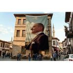 Punto Dizayn Mustafa Kemal Atatürk Yan Portre Poster Bayrak Premium Raşel Kumaş ATA71