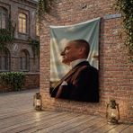 Punto Dizayn Mustafa Kemal Atatürk Yan Portre poster Bayrak Raşel Kumaş 100x150 cm ATA71