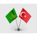 Punto Dizayn Osmanlı Tuğrası Yeşil ve Türk Bayrağı Ikili Saten Masa Bayrağı Takımı