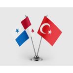 Punto Dizayn Panama Bayrağı ve Türkiye Bayrağı Ikili Saten Masa Bayrağı Takımı