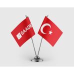 Punto Dizayn Saadet Partisi Kırmızı ve Türk Bayrağı Ikili Saten Masa Bayrağı Takımı