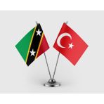 Punto Dizayn Saint Kitts Nevis ve Türk Bayrağı Ikili Saten Masa Bayrağı Takımı