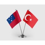 Punto Dizayn Samoa ve Türkiye Bayrağı Ikili Saten Masa Bayrağı Takımı