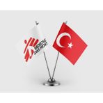 Punto Dizayn Sınır Tanımayan Doktorlar ve Türkiye Bayrağı Ikili Saten Masa Bayrağı Takımı