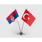 Punto Dizayn Sirbistan ve Türkiye Bayrağı Ikili Saten Masa Bayrağı Takımı