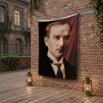 Punto Dizayn Sivil Gazi Mustafa Kemal Atatürk Portre Poster Bayrak Raşel Kumaş 100X150 cm Ata5