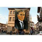Punto Dizayn Sivil Mustafa Kemal Atatürk Portresi Poster Bayrak Premium Raşel Kumaş Ata2