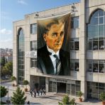 Punto Dizayn Sivil Mustafa Kemal Atatürk Portresi Poster Bayrak Raşel Kumaş 6x9 Metre Ata2
