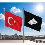 Punto Dizayn Siyah Beyaz Göktürk Bayrağı ve Alpaka Kumaş Türk Bayrağı 2'li Set 70X105CM