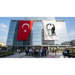 Punto Dizayn Siyah - Beyaz Mustafa Kemal Atatürk Silüeti ve Imza Bayrak ve Türk Bayrağı Premium Raşel Kumaş 2'li Set 10X15 Metre ATA28