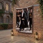 Punto Dizayn Siyah Takım Elbiseli Atatürk Poster Bayrak Raşel Kumaş 100X150 cm ATA21