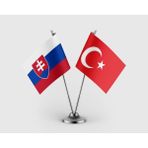 Punto Dizayn Slovakya ve Türkiye Bayrağı Ikili Saten Masa Bayrağı Takımı