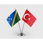 Punto Dizayn Solomon Adaları ve Türkiye Bayrağı Ikili Saten Masa Bayrağı Takımı