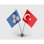 Punto Dizayn Timur Imp. Bayrağı ve Türkiye Bayrağı Ikili Saten Masa Bayrağı Takımı