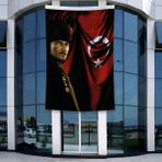 Punto Dizayn Türk Bayrağı Kalpaklı Atatürk Fotoğraflı Türkiye Bayrağı Poster Bayrak Raşel Kumal 4x6 metre ATA46
