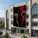 Punto Dizayn Türk Bayrağı Kalpaklı Atatürk Fotoğraflı Türkiye Bayrağı Poster Bayrak Raşel Kumaş 6x9 Metre ATA46