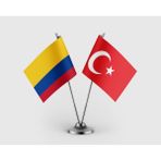 Punto Dizayn Türkiye ve Kolombiya Bayrağı Ikili Saten Masa Bayrağı Takımı