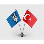 Punto Dizayn Ülkü Ocakları Mhp ve Türk Bayrağı Ikili Saten Masa Bayrağı Takımı