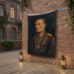 Punto Dizayn Üniformalı Gazi Mustafa Kemal Atatürk poster Bayrak Raşel Kumaş 100x150 cm ATA9