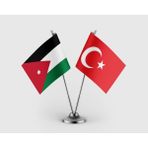 Punto Dizayn Ürdün Bayrağı ve Türkiye Bayrağı Ikili Saten Masa Bayrağı Takımı
