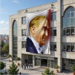 Punto Dizayn Yan Portre Atatürk Poster Bayrak Raşel Kumaş 6x9 Metre ATA45