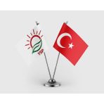 Punto Dizayn Yeşil Sol Parti (Ysp) ve Türk Bayrağı Ikili Saten Masa Bayrağı Takımı