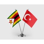Punto Dizayn Zimbabve Bayrağı ve Türk Bayrağı Ikili Saten Masa Bayrağı Takımı