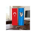 puntodizayn Bozkurt Mavi ve Türk Bayrağı Kırlangıç T tipi Masa Bayrak Takımı