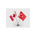 puntodizayn Kanada Bayrağı ve Türk Bayrağı İkili Saten Masa Bayrağı Takımı