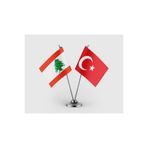 puntodizayn Lübnan ve Türkiye Bayrağı İkili Saten Masa Bayrağı Takımı