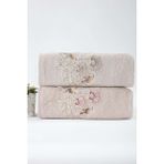 Pupilla Collection Bomonti 50*90 Bambu 2'li 3 Boyutlu Nakışlı Yüz Havlusu Açık Pudra-Bej - 50 x 90 cm - Açık Pudra - Bej