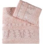 Pupilla Collection Elit Pastel Bambu 2'li Banyo Havlu Seti (50*90+70*140) -Pudra - 50 x 90 cm