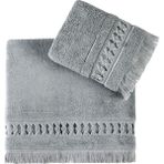 Pupilla Collection Elmira Penye El Işi 2'li Banyo Havlu Seti (50*90+70*140) - Gri - 50 x 90 cm