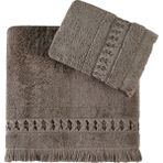 Pupilla Collection Elmira Penye El Işi 2'li Banyo Havlu Seti (50*90+70*140) - Kahve - 50 x 90 cm