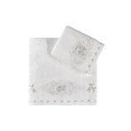 Pupilla Collection Flora Bambu Güpürlü 2'Li Banyo Havlu Seti (50*90+70*140) - Krem