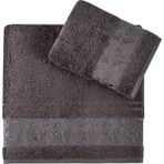 Pupilla Collection Kristal Bambu 2'li Banyo Havlu Seti (50*90+70*140) - Mor - 50 x 90 cm