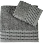 Pupilla Collection Lona %100 Pamuk 2'Li Banyo Havlu Seti (50*90+70*140) - Gri - 50 x 90 cm